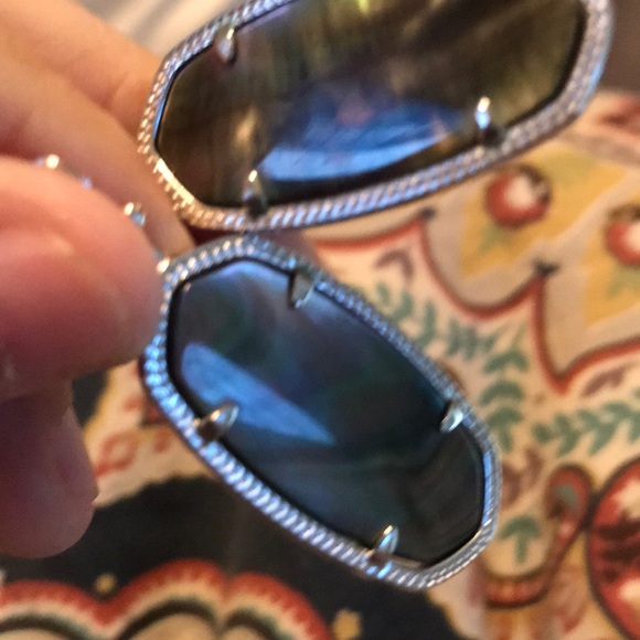 Kendra Scott Silver Black MOP Elle earrings - Picture 5 of 6